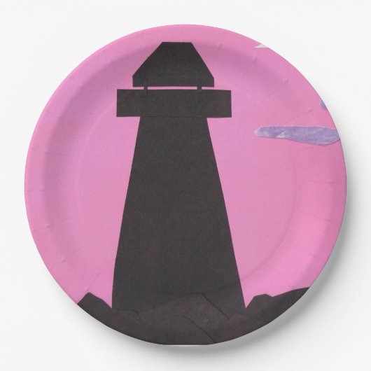 Papieren Borden met een vuurtorontwerp Bordje (Voorkant)