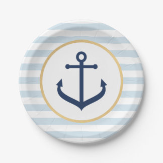 Papieren Borden met eigen thema - blauw anker Bordje