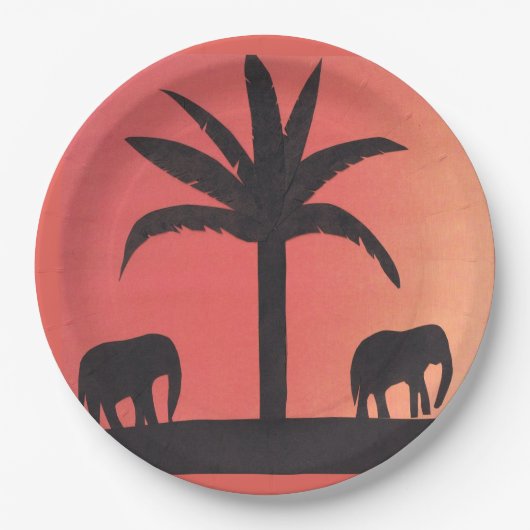 Papieren Borden met Elephant Design Papieren Bordje (Voorkant)
