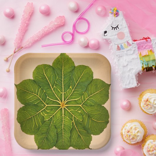 Papieren Borden met Leaf Design Papieren Bordje (Feest)