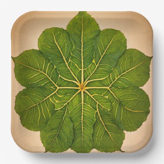 Papieren Borden met Leaf Design Papieren Bordje (Voorkant)