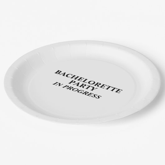 Papieren borden met vrijgezellenfeest in uitvoerin papieren bordje (Gekanteld)