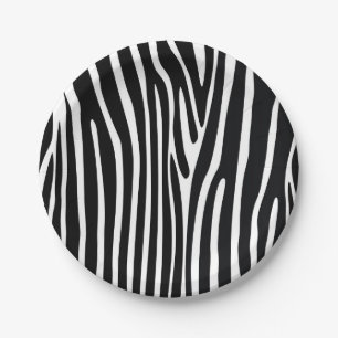 Papieren borden met zebraprint safari dier bordje