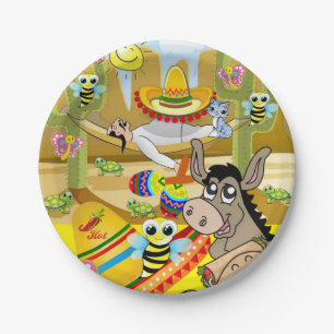 Papieren Borden, Mexicaans Man Donkey Sun Sombrero Papieren Bordje