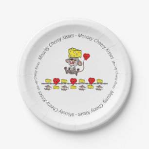 Papieren Borden Mousey Cheesy Kisses Red Hearts Bordje