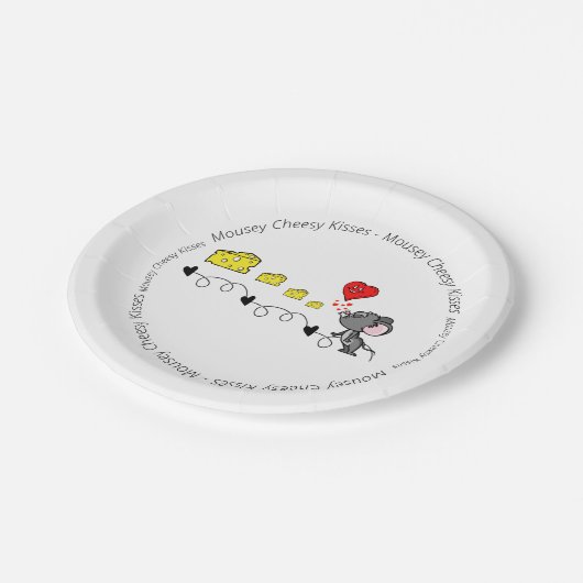 Papieren Borden Mousey Cheesy Kisses Red Hearts Papieren Bordje (Gekanteld)