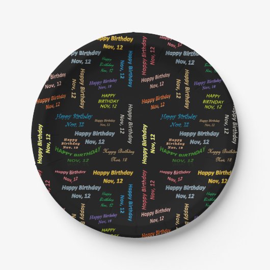 Papieren Borden november, 12 oktober Papieren Bordje (Voorkant)