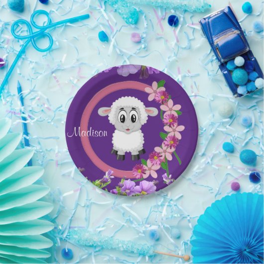 Papieren Borden, Paars van schapenlammeren Papieren Bordje (Feest)