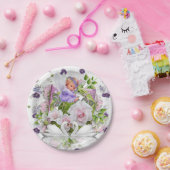 Papieren Borden, Paarse Baby Angel Bloemen Papieren Bordje (Feest)