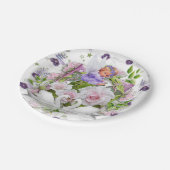 Papieren Borden, Paarse Baby Angel Bloemen Papieren Bordje (Gekanteld)