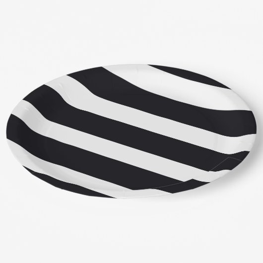 Papieren Borden Papieren Bord 9-inch zwart-witstri (Gekanteld)