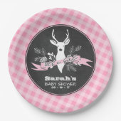 Papieren Borden - Pink Woodland Baby shower Papieren Bordje (Voorkant)