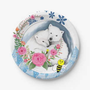 Papieren Borden, Polar Beer Bloemen Bumblebee Bordje