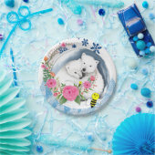 Papieren Borden, Polar Beer Bloemen Bumblebee Papieren Bordje (Feest)