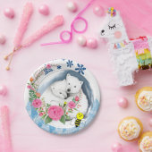 Papieren Borden, Polar Beer Bloemen Bumblebee Papieren Bordje (Feest)