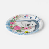 Papieren Borden, Polar Beer Bloemen Bumblebee Papieren Bordje (Gekanteld)