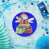 Papieren Borden, prettige kerstangel Santa Blue Papieren Bordje (Feest)