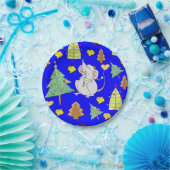 Papieren Borden, prettige kerstblauw-muis Papieren Bordje (Feest)