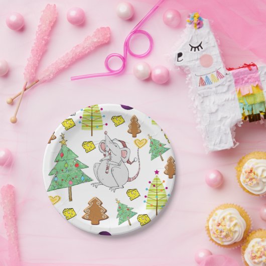 Papieren Borden, prettige kerstmankjes Papieren Bordje (Feest)