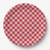 Papieren Borden - Red Gingham Pattern Bordje (Voorkant)
