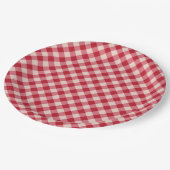 Papieren Borden - Red Gingham Pattern Papieren Bordje (Gekanteld)