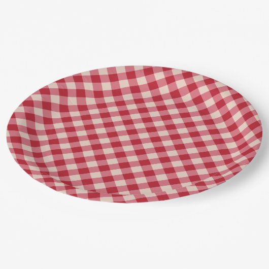 Papieren Borden - Red Gingham Pattern Papieren Bordje (Gekanteld)
