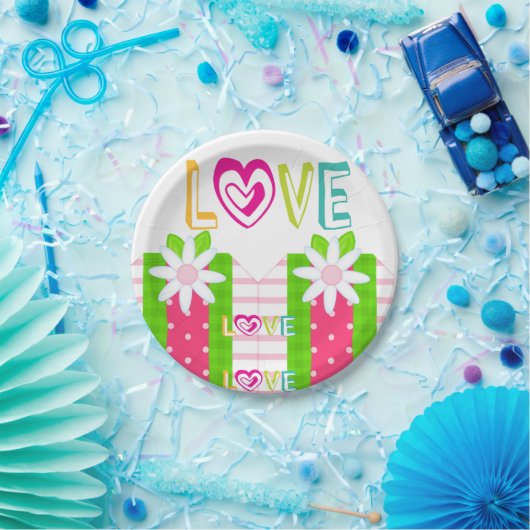 Papieren Borden Red Hearts Love Papieren Bordje (Feest)