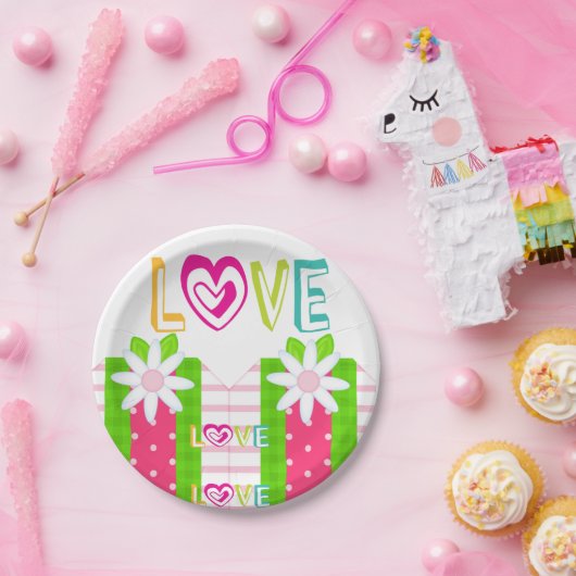 Papieren Borden Red Hearts Love Papieren Bordje (Feest)