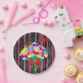 Papieren Borden Red Hearts Love Victoriaans Stripe Bordje (Feest)