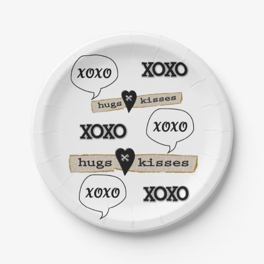 Papieren Borden Red Hearts Love Xoxo Papieren Bordje (Voorkant)