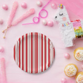 Papieren borden rood & wit gestreept bordje (Feest)