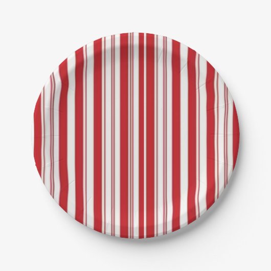 Papieren borden rood & wit gestreept bordje (Voorkant)