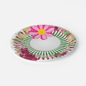 Papieren Borden, roze bloemen Papieren Bordje (Gekanteld)