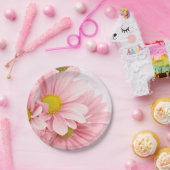 Papieren Borden Roze Daisies Bordje (Feest)
