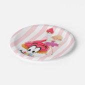 Papieren Borden, roze en witte stripe, feestdag Bordje (Gekanteld)