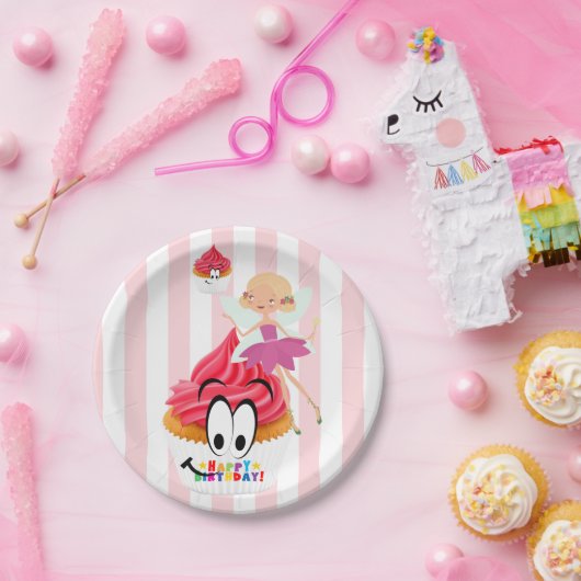 Papieren Borden, roze en witte stripe, feestdag Papieren Bordje (Feest)