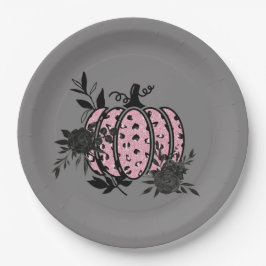 Papieren Borden, roze en zwarte Leopard pompoen Bordje