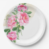 Papieren borden-Roze Pioenrozen Papieren Bordje (Voorkant)
