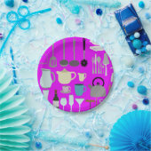 Papieren Borden Roze Retro Style Keukengereedschap Papieren Bordje (Feest)