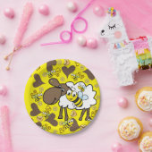Papieren Borden, schaap Bumblebee bruin Hartengeel Bordje (Feest)