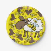 Papieren Borden, schaap Bumblebee bruin Hartengeel Papieren Bordje (Voorkant)