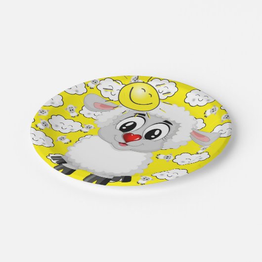 Papieren Borden, schaap-liefde Sun Clouds Yellow Papieren Bordje (Gekanteld)