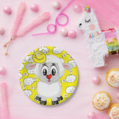 Papieren Borden, schaap Sun Clouds Yellow Papieren Bordje (Feest)