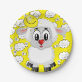 Papieren Borden, schaap Sun Clouds Yellow Papieren Bordje (Voorkant)