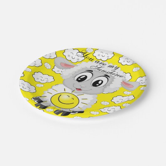 Papieren Borden, schaap-zonnewolken Je bent mijn z Papieren Bordje (Gekanteld)