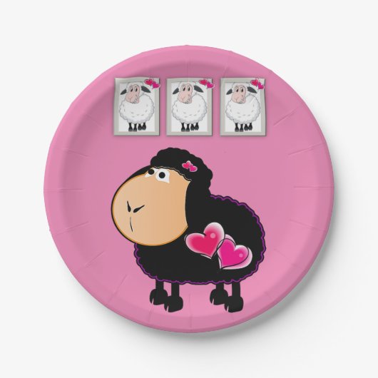 Papieren Borden, schapenroze harten Papieren Bordje (Voorkant)
