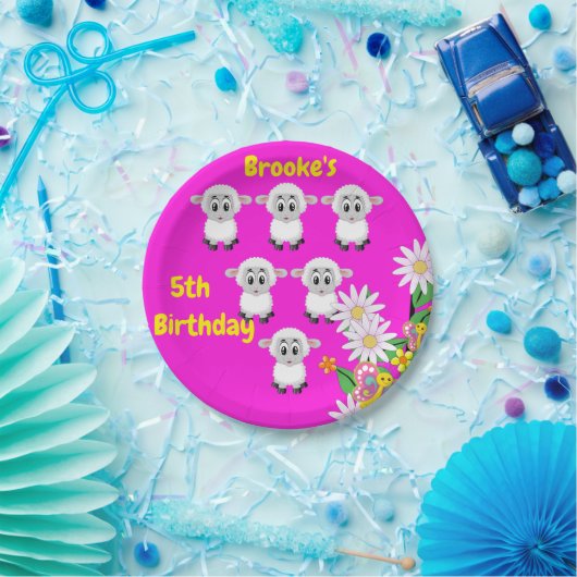 Papieren Borden, schapenvlies, vijfde verjaardag Papieren Bordje (Feest)