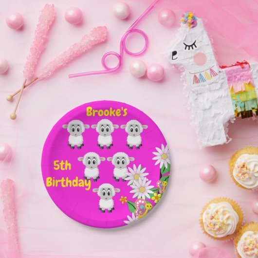 Papieren Borden, schapenvlies, vijfde verjaardag Papieren Bordje (Feest)