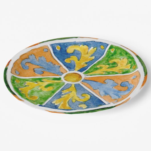 Papieren borden SCT_P7-1 Traditioneel Siciliaans o Papieren Bordje (Gekanteld)