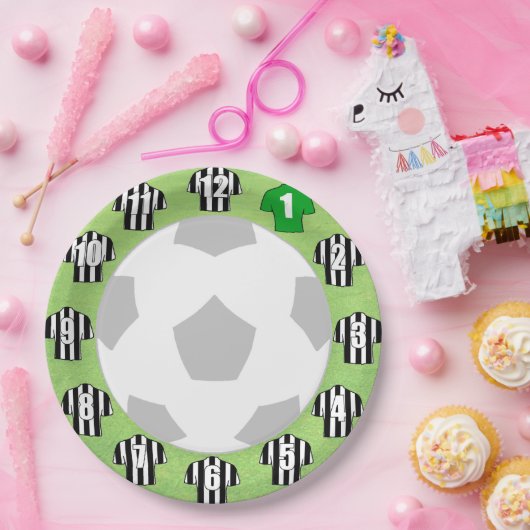 Papieren Borden - Shirten met zwarte en witte stre Papieren Bordje (Feest)